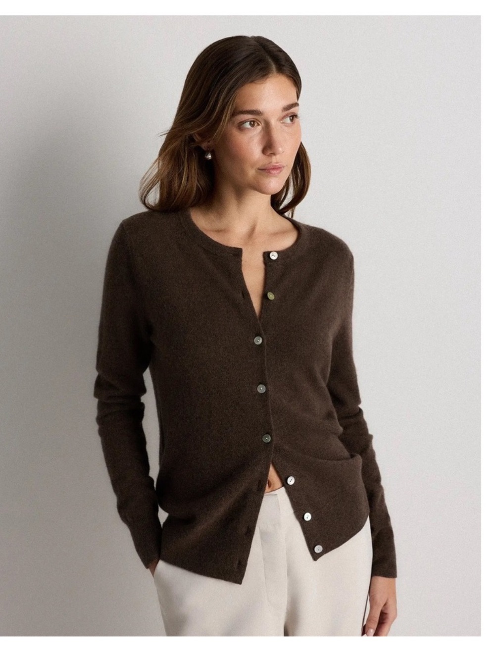 Quince Cashmere Cardigan Heather Truffle Brown Size Medium New With Tags NWT